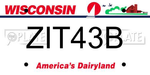ZIT43B Wisconsin License Plate