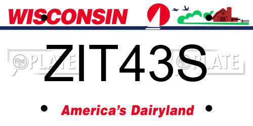 ZIT43S Wisconsin License Plate