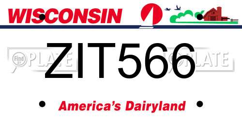 ZIT566 Wisconsin License Plate