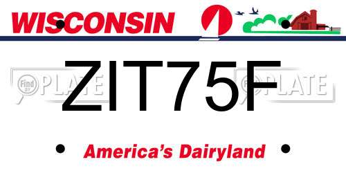 ZIT75F Wisconsin License Plate