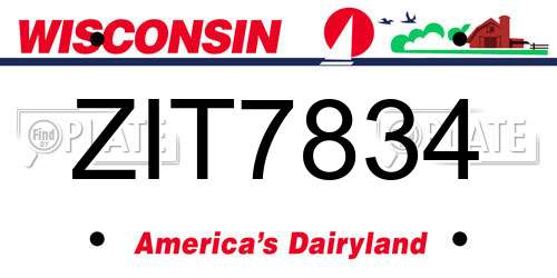 ZIT7834 Wisconsin License Plate