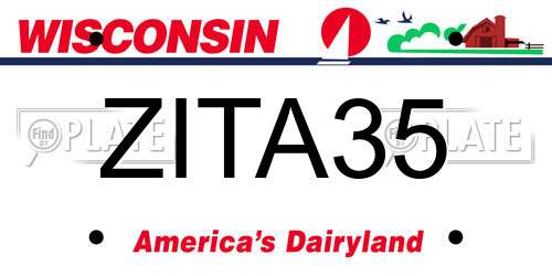 ZITA35 Wisconsin License Plate