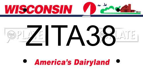 ZITA38 Wisconsin License Plate