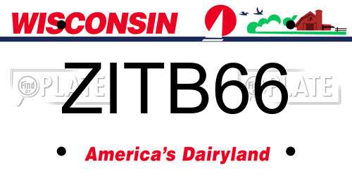 ZITB66 Wisconsin License Plate