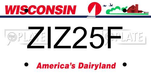ZIZ25F Wisconsin License Plate