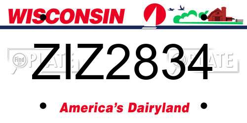 ZIZ2834 Wisconsin License Plate