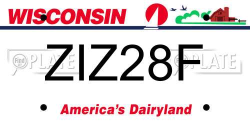 ZIZ28F Wisconsin License Plate