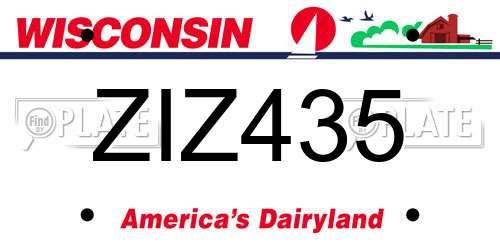 ZIZ435 Wisconsin License Plate