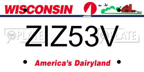 ZIZ53V Wisconsin License Plate