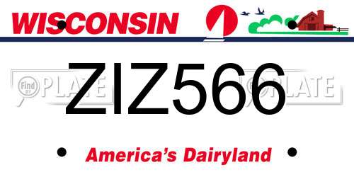 ZIZ566 Wisconsin License Plate