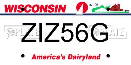 ZIZ56G Wisconsin License Plate