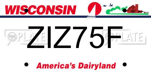 ZIZ75F Wisconsin License Plate