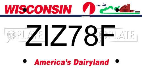 ZIZ78F Wisconsin License Plate