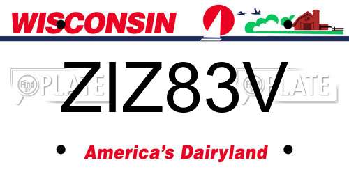 ZIZ83V Wisconsin License Plate
