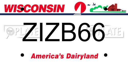 ZIZB66 Wisconsin License Plate