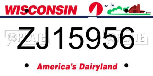 ZJ15956 Wisconsin License Plate