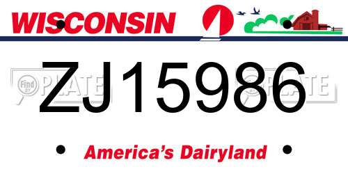 ZJ15986 Wisconsin License Plate