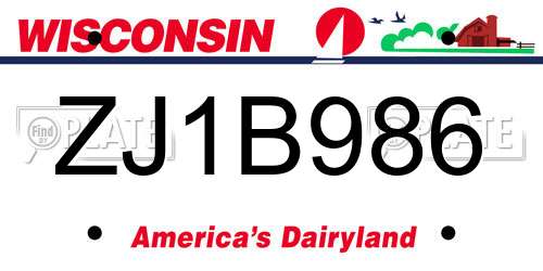 ZJ1B986 Wisconsin License Plate