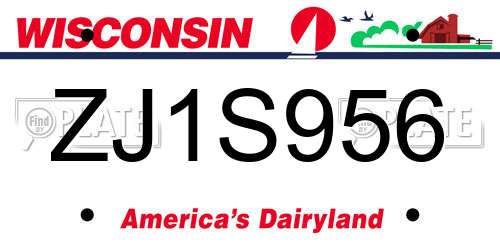 ZJ1S956 Wisconsin License Plate