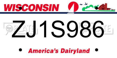 ZJ1S986 Wisconsin License Plate