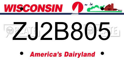 ZJ2B805 Wisconsin License Plate