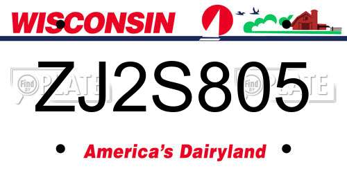 ZJ2S805 Wisconsin License Plate