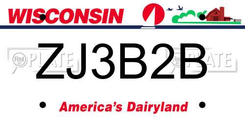 ZJ3B2B Wisconsin License Plate