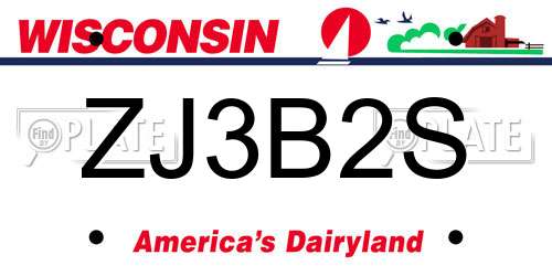 ZJ3B2S Wisconsin License Plate