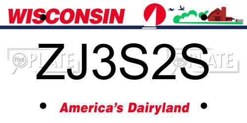 ZJ3S2S Wisconsin License Plate