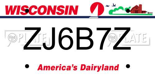 ZJ6B7Z Wisconsin License Plate