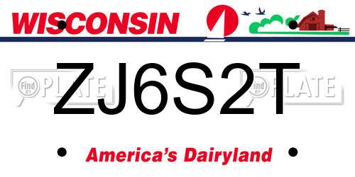 ZJ6S2T Wisconsin License Plate
