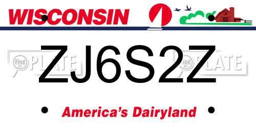 ZJ6S2Z Wisconsin License Plate
