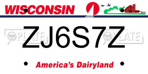 ZJ6S7Z Wisconsin License Plate