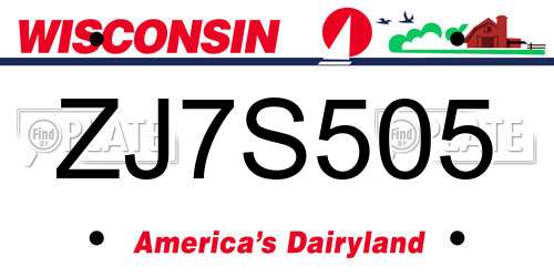 ZJ7S505 Wisconsin License Plate