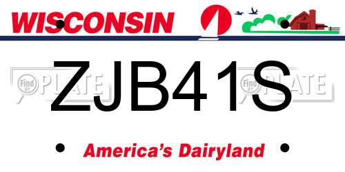 ZJB41S Wisconsin License Plate