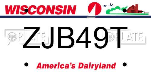 ZJB49T Wisconsin License Plate