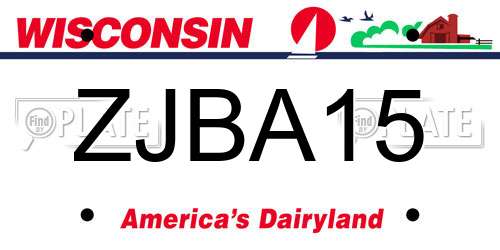 ZJBA15 Wisconsin License Plate