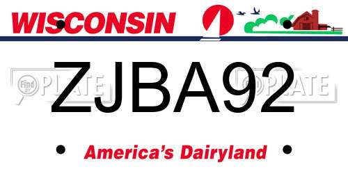 ZJBA92 Wisconsin License Plate