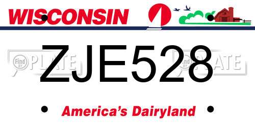 ZJE528 Wisconsin License Plate