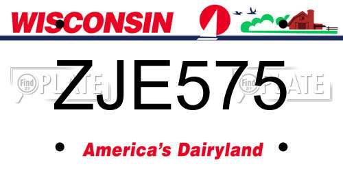 ZJE575 Wisconsin License Plate
