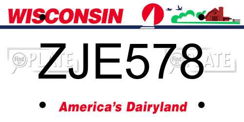ZJE578 Wisconsin License Plate