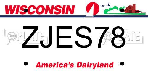 ZJES78 Wisconsin License Plate