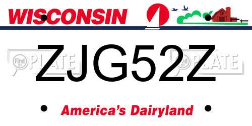 ZJG52Z Wisconsin License Plate