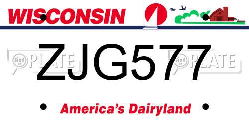 ZJG577 Wisconsin License Plate