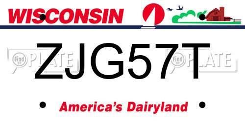 ZJG57T Wisconsin License Plate