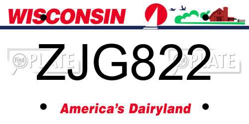 ZJG822 Wisconsin License Plate