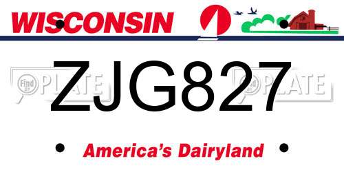 ZJG827 Wisconsin License Plate