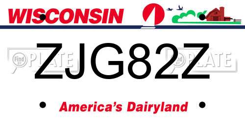 ZJG82Z Wisconsin License Plate