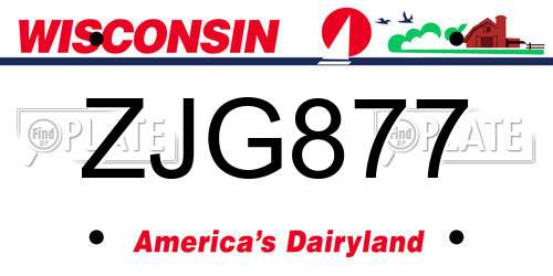 ZJG877 Wisconsin License Plate