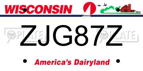 ZJG87Z Wisconsin License Plate